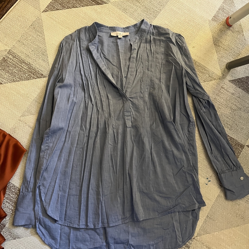 LOFT Blue Long Sleeve Blouse